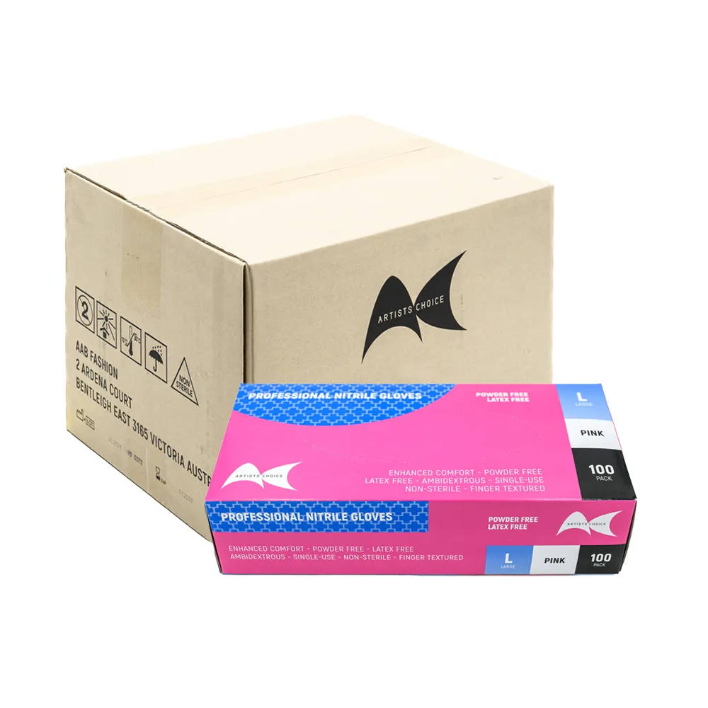PINK NITRILE GLOVES LARGE