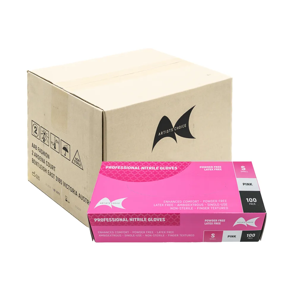 PINK NITRILE GLOVES SMALL