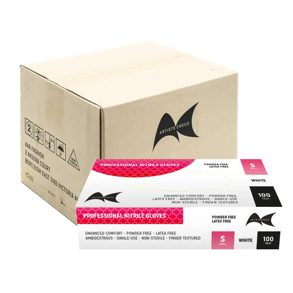 WHITE NITRILE GLOVES SMALL